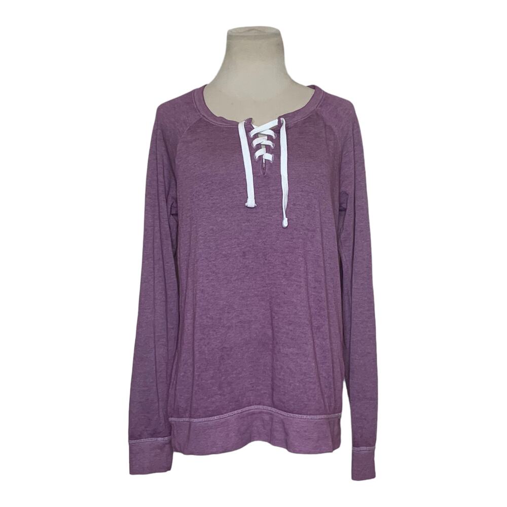 SO purple long sleeves sweater lace up top size small